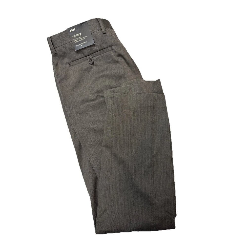 Banana Republic Tailored Dress Pants Men 34x32 Brown Herringbone NWT